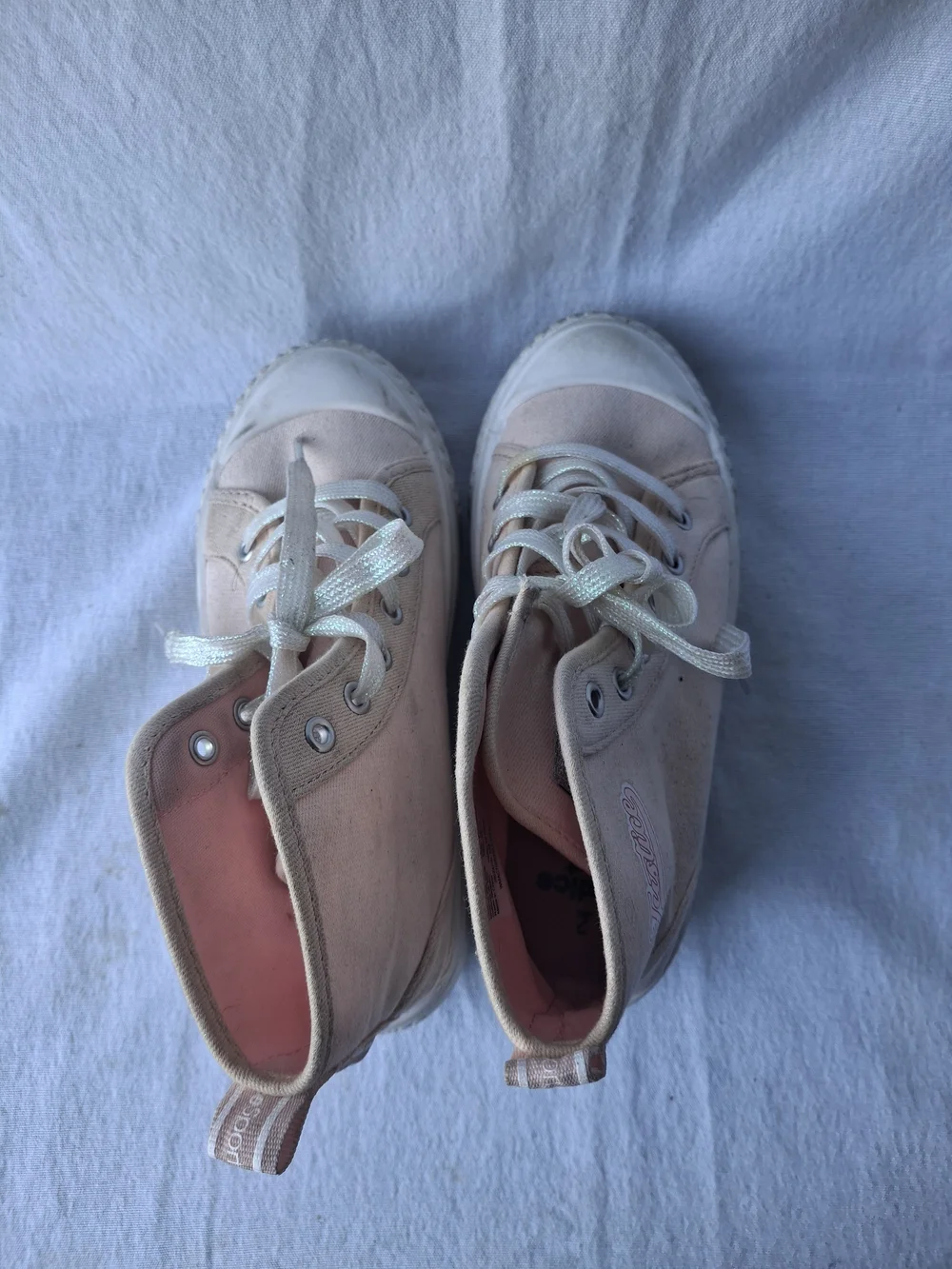 Justice Canvas High-Top Sneakers in Light Pink